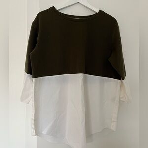COS green/cream shirt